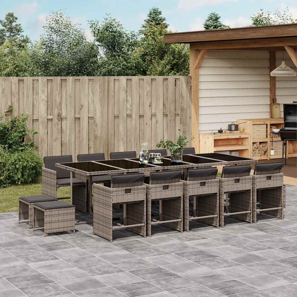 vidaXL 9-delige Tuinset poly rattan zwart