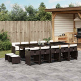 vidaXL 9-delige Tuinset poly rattan zwart