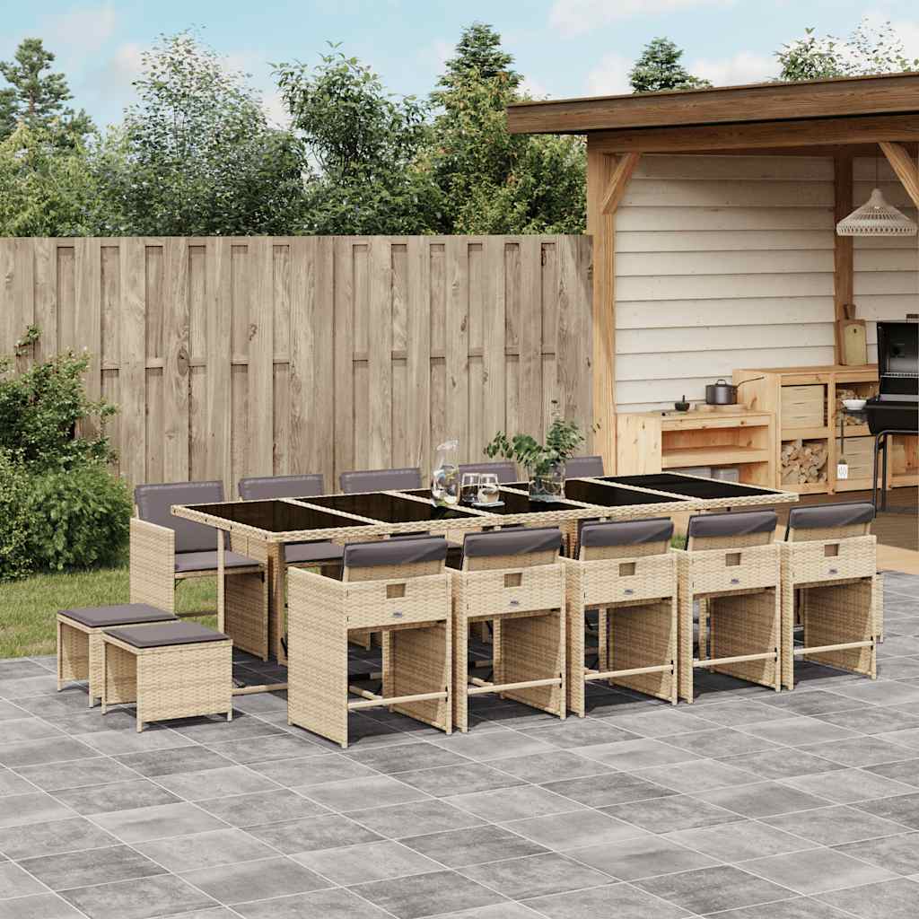 vidaXL 9-delige Tuinset poly rattan zwart