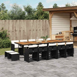 vidaXL 9-delige Tuinset poly rattan zwart