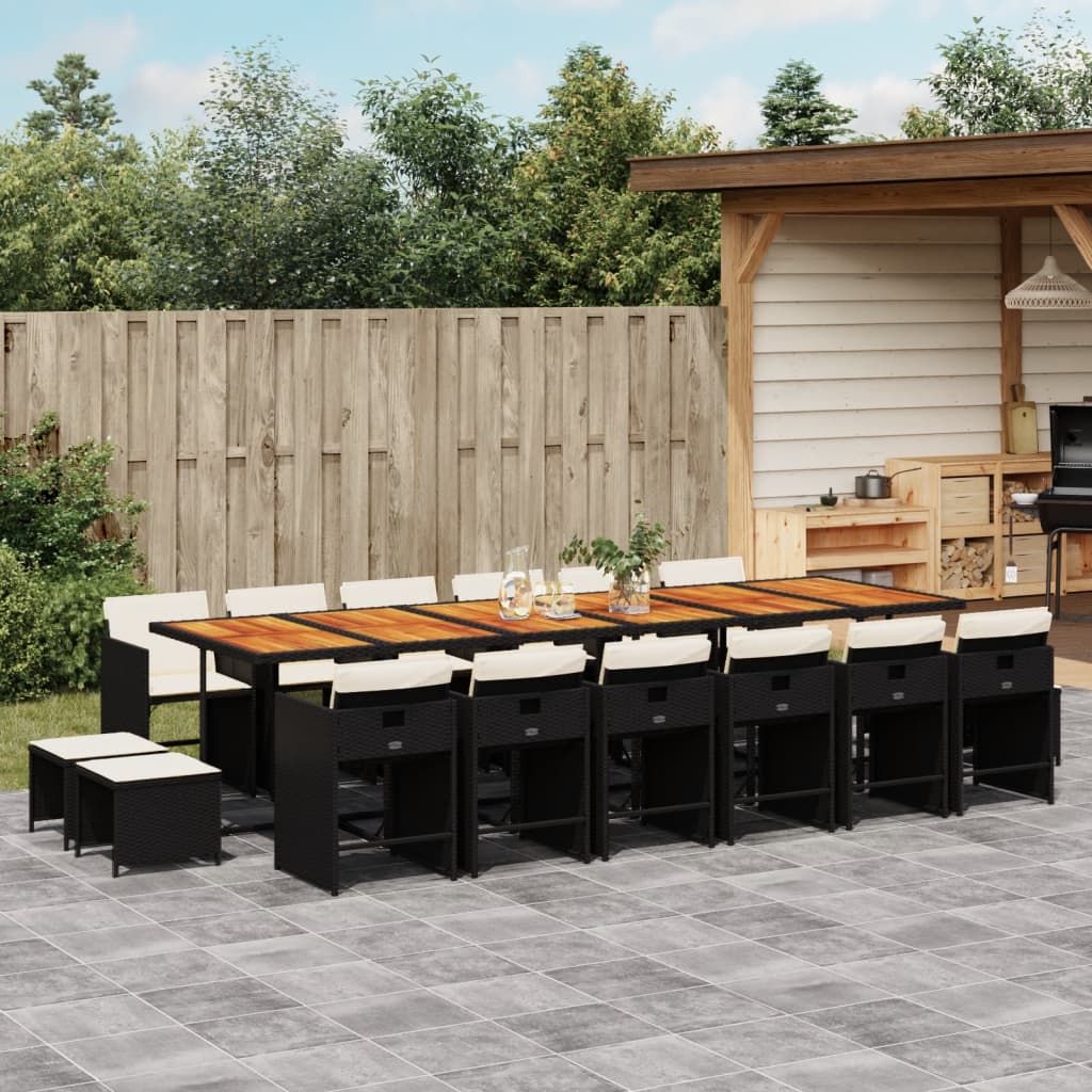 vidaXL 9-delige Tuinset poly rattan zwart