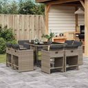 vidaXL 9-delige Tuinset poly rattan zwart
