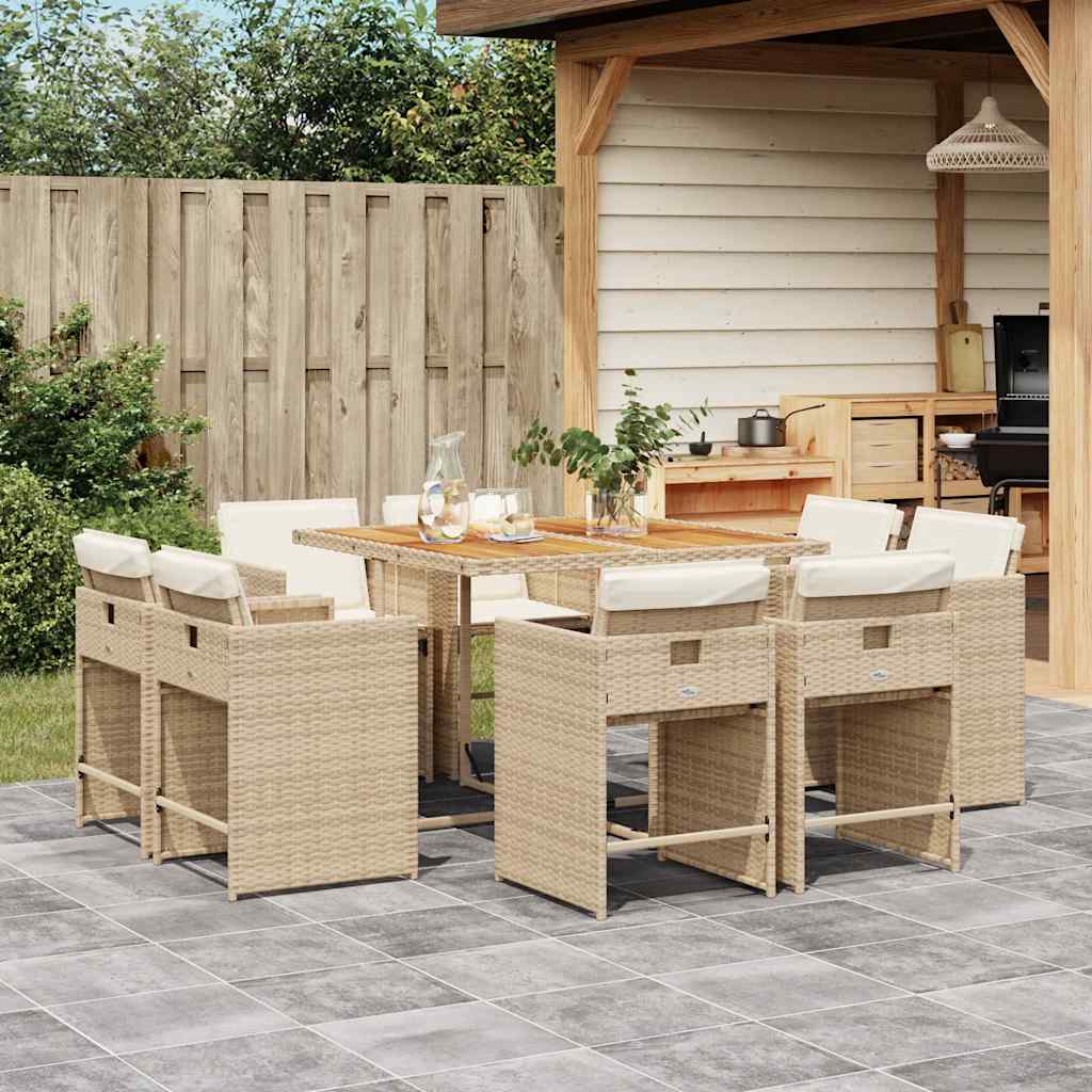 vidaXL 9-delige Tuinset poly rattan zwart