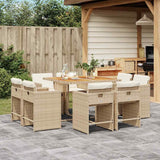 vidaXL 9-delige Tuinset poly rattan zwart