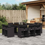 vidaXL 9-delige Tuinset poly rattan zwart