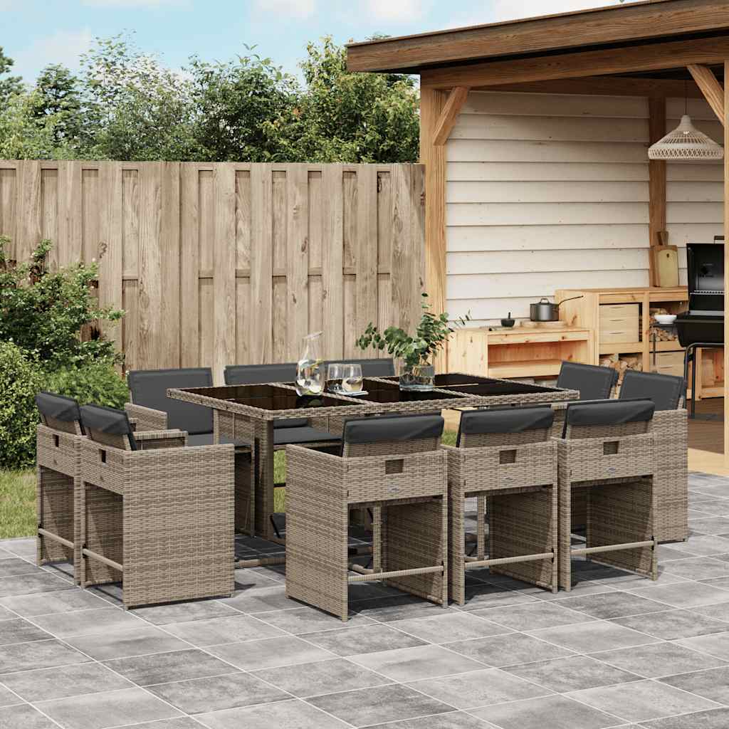 vidaXL 9-delige Tuinset poly rattan zwart