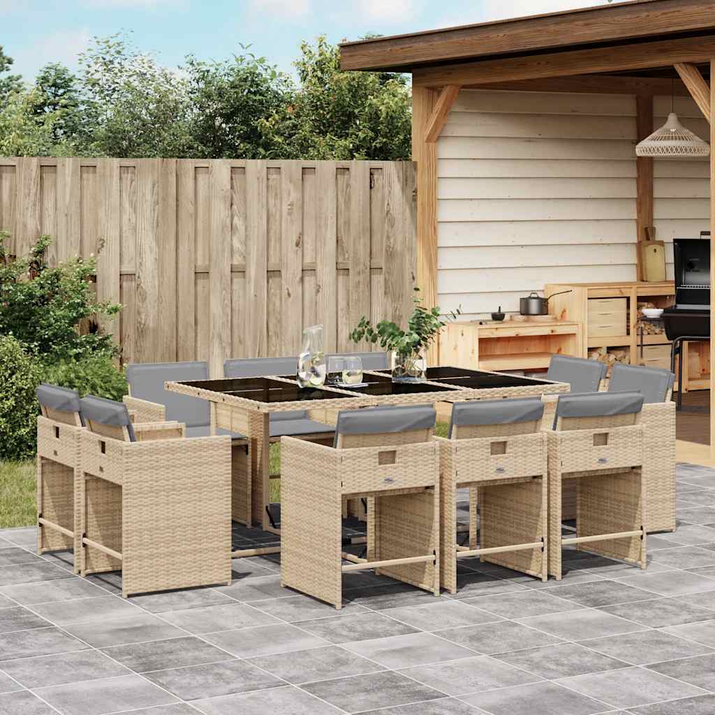 vidaXL 9-delige Tuinset poly rattan zwart