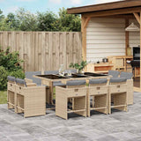 vidaXL 9-delige Tuinset poly rattan zwart