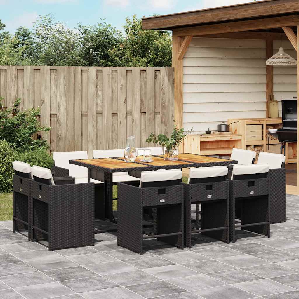 vidaXL 9-delige Tuinset poly rattan zwart
