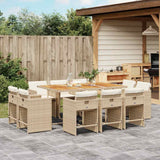 vidaXL 9-delige Tuinset poly rattan zwart
