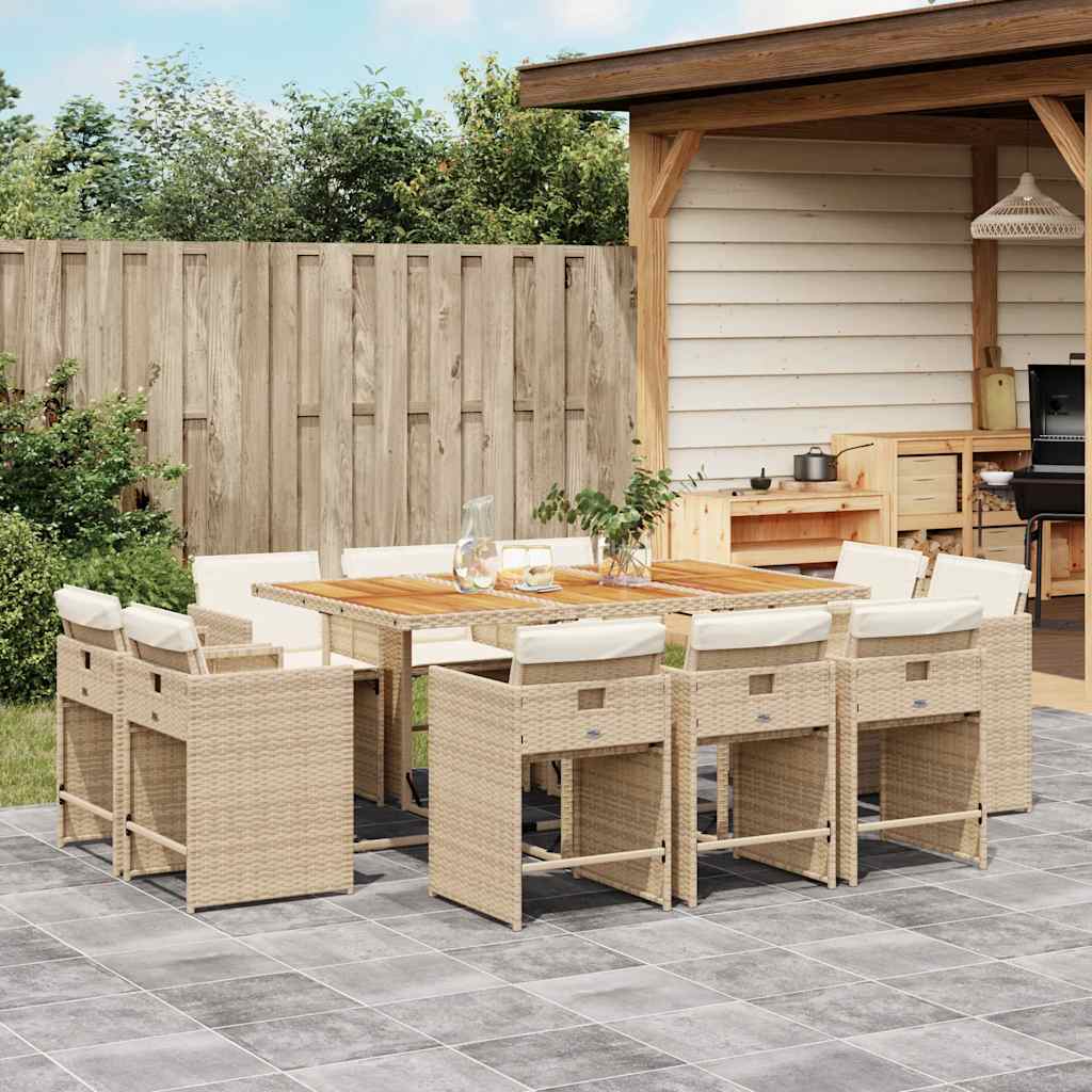 vidaXL 9-delige Tuinset poly rattan zwart