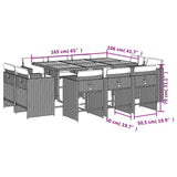 vidaXL 9-delige Tuinset poly rattan zwart