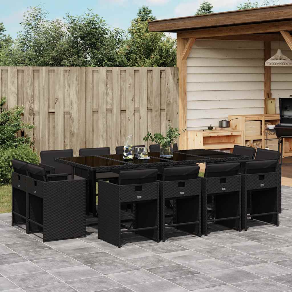 vidaXL 9-delige Tuinset poly rattan zwart