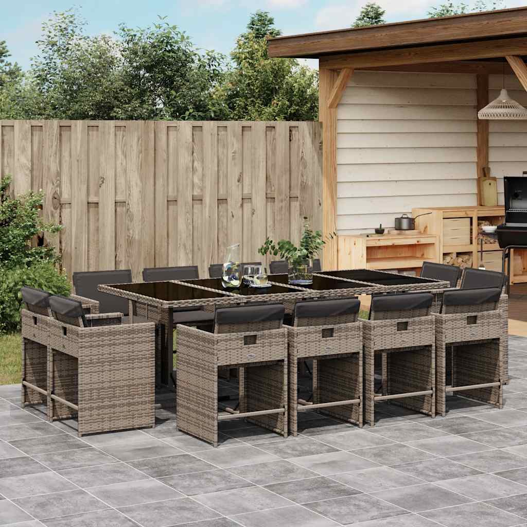 vidaXL 9-delige Tuinset poly rattan zwart