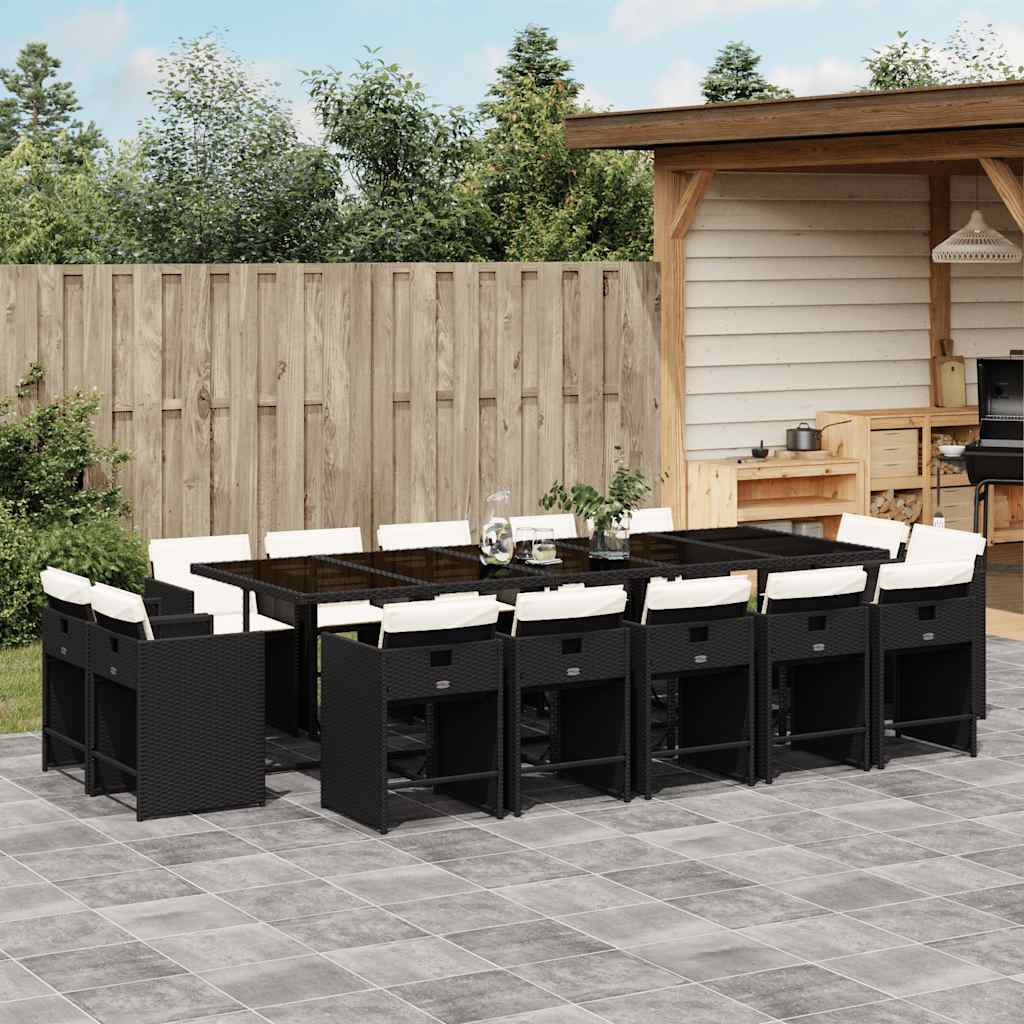 vidaXL 9-delige Tuinset poly rattan zwart