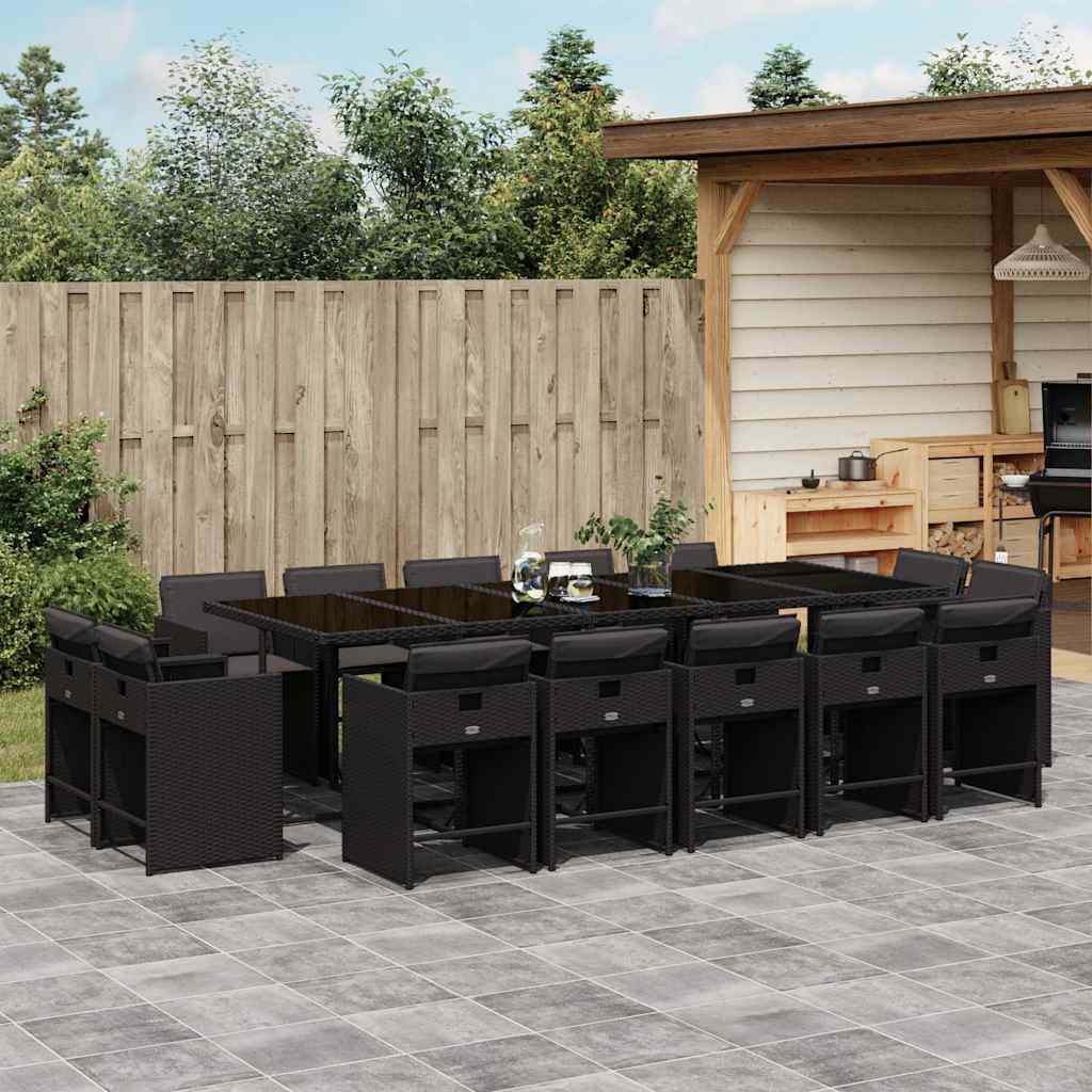 vidaXL 9-delige Tuinset poly rattan zwart