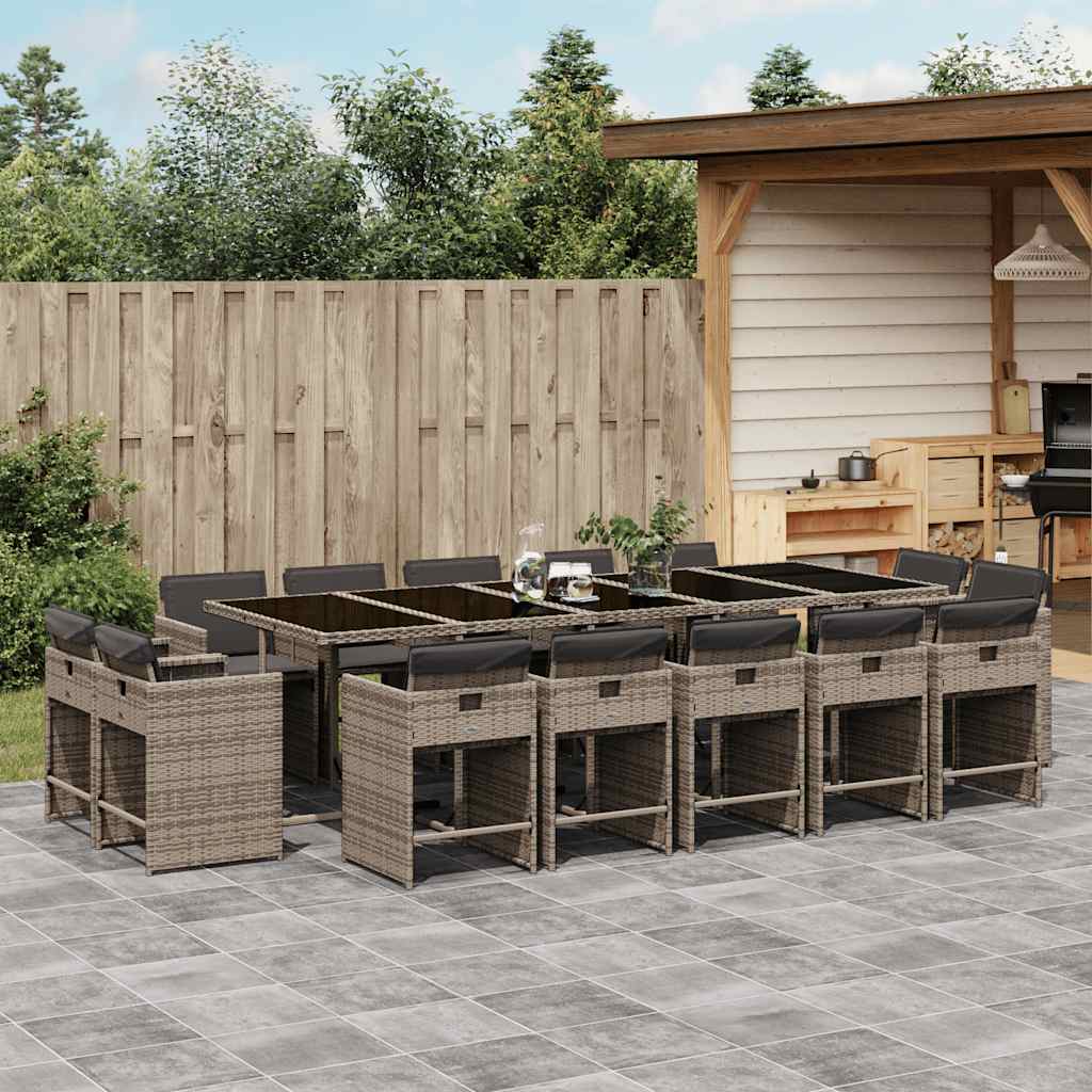 vidaXL 9-delige Tuinset poly rattan zwart