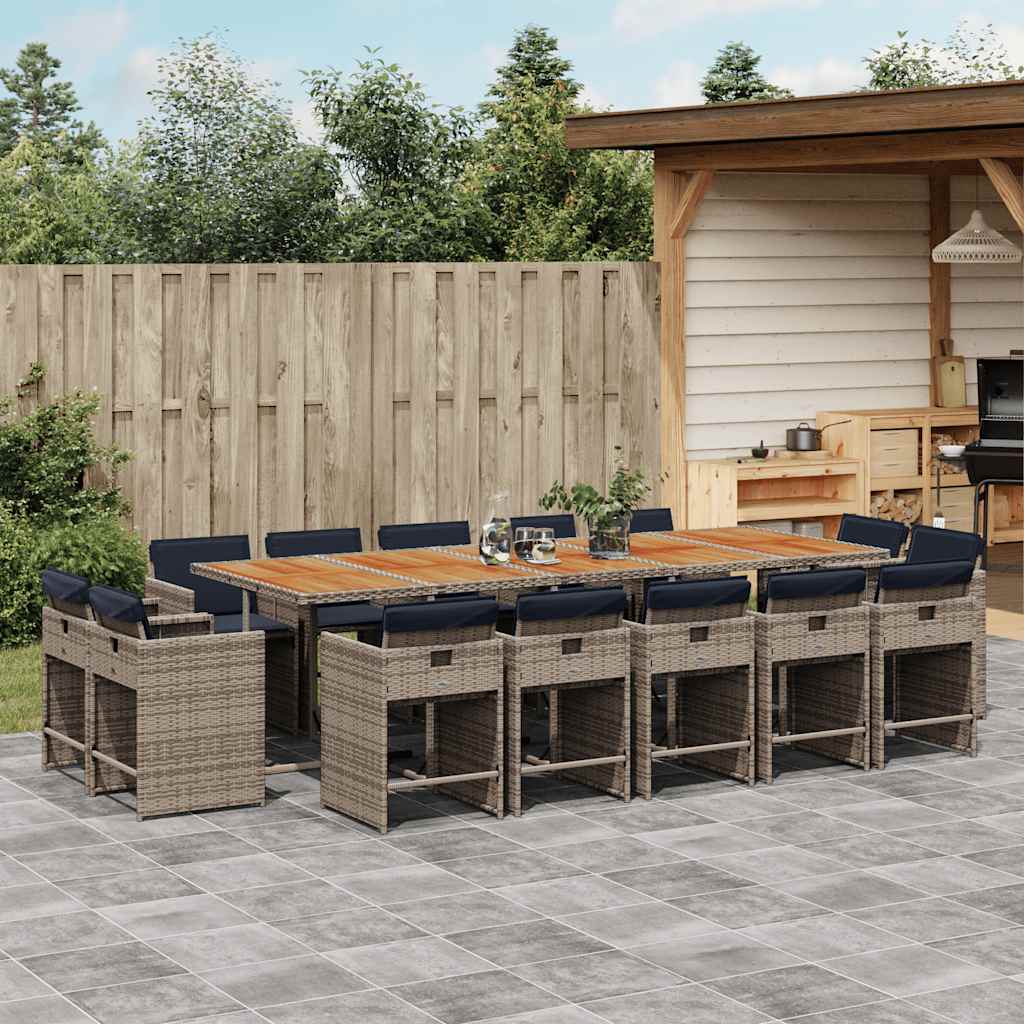 vidaXL 9-delige Tuinset poly rattan zwart