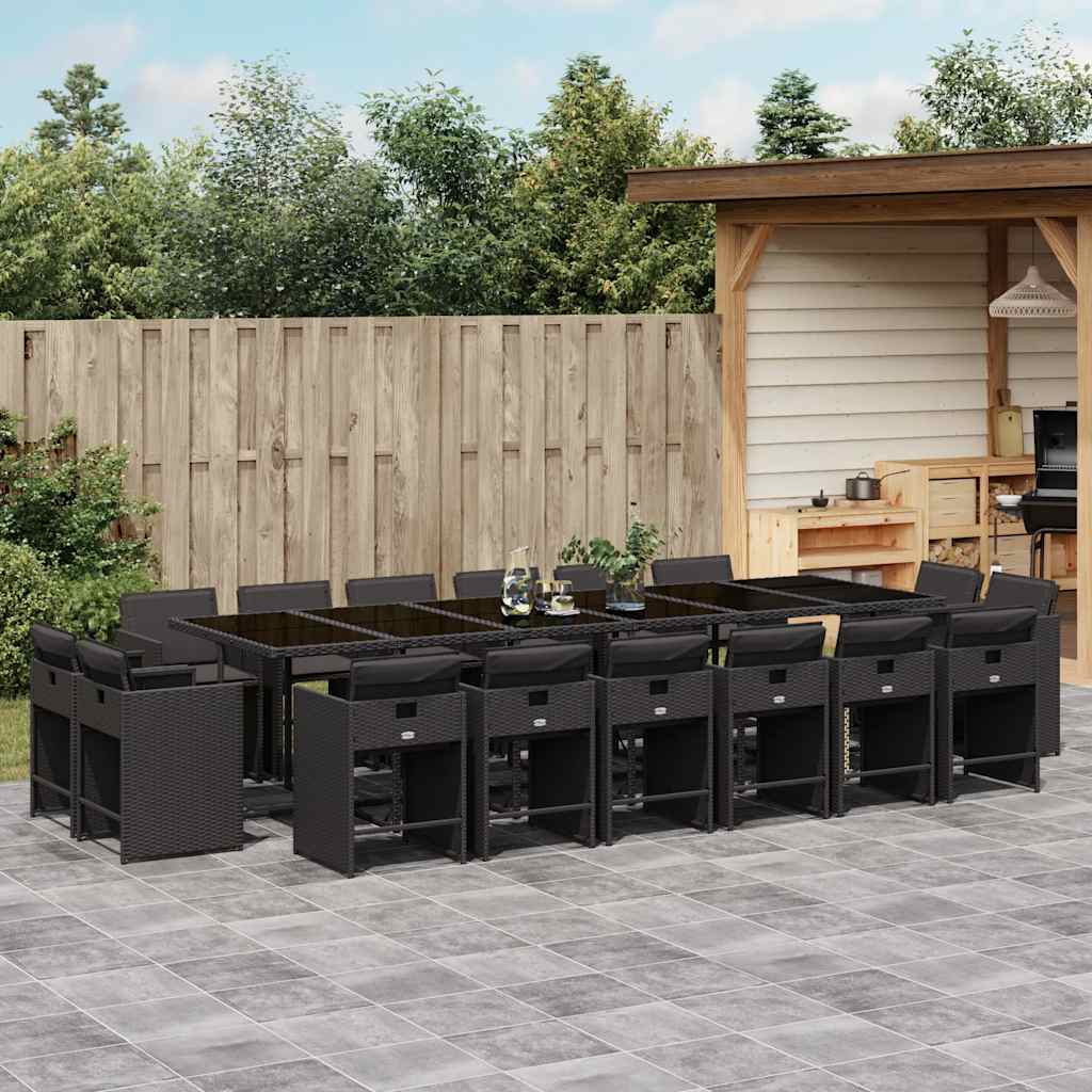 vidaXL 9-delige Tuinset poly rattan zwart
