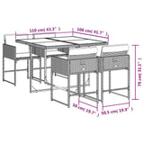 vidaXL 5-delige Tuinset met kussens poly rattan zwart