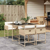 vidaXL 5-delige Tuinset met kussens poly rattan zwart