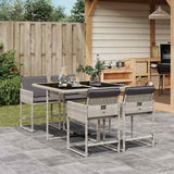 vidaXL 5-delige Tuinset met kussens poly rattan zwart
