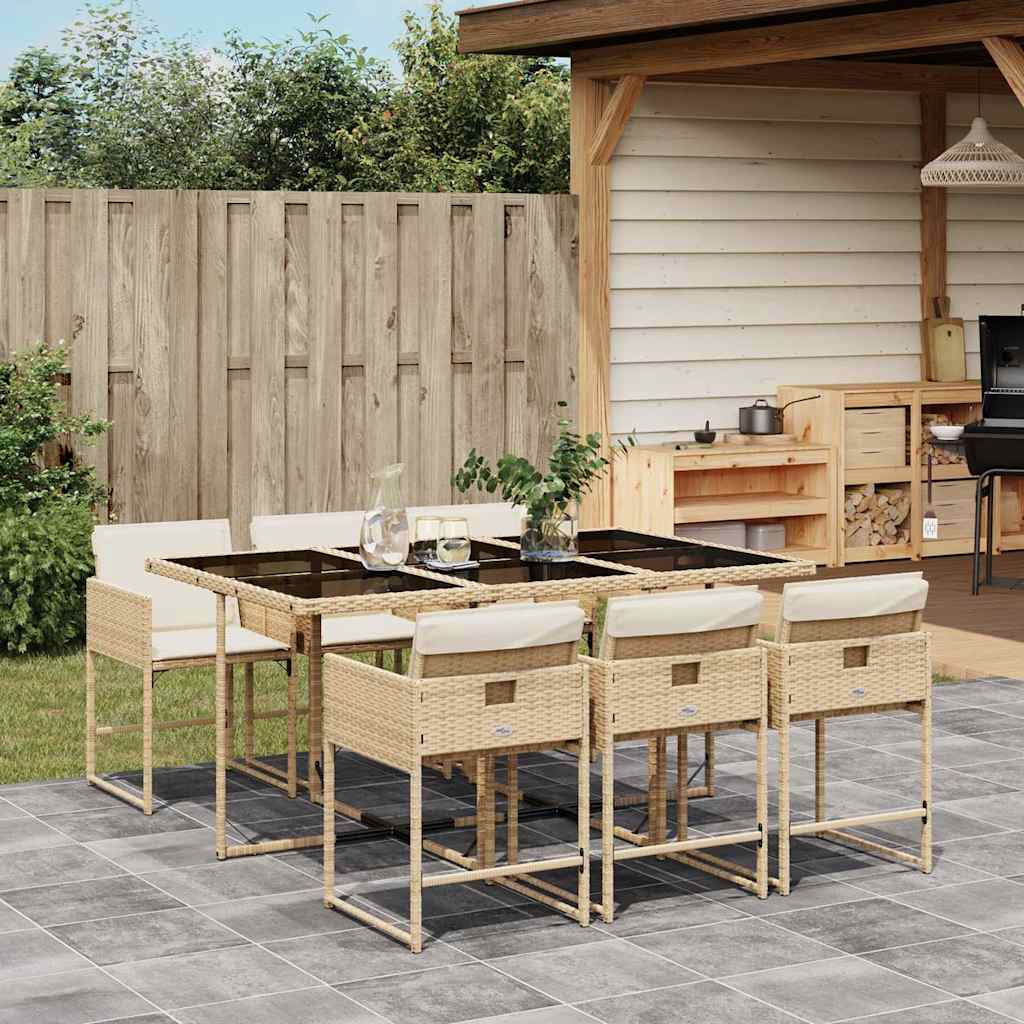 vidaXL 5-delige Tuinset met kussens poly rattan zwart