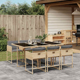 vidaXL 5-delige Tuinset met kussens poly rattan zwart