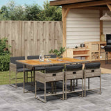 vidaXL 5-delige Tuinset met kussens poly rattan zwart