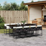 vidaXL 5-delige Tuinset met kussens poly rattan zwart
