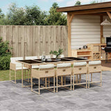 vidaXL 5-delige Tuinset met kussens poly rattan zwart