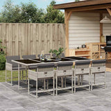 vidaXL 5-delige Tuinset met kussens poly rattan zwart