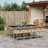vidaXL 5-delige Tuinset met kussens poly rattan zwart