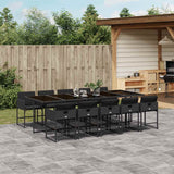vidaXL 5-delige Tuinset met kussens poly rattan zwart