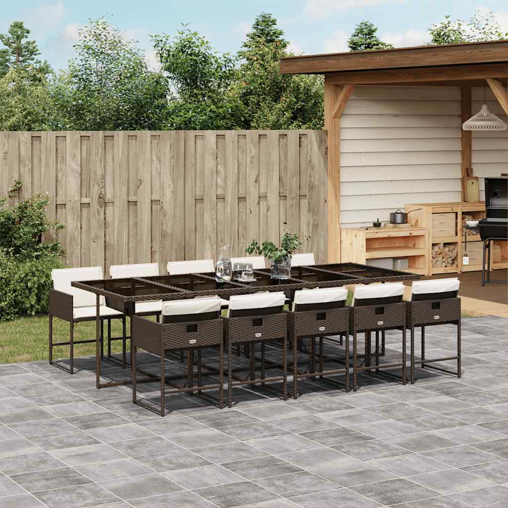 vidaXL 5-delige Tuinset met kussens poly rattan zwart