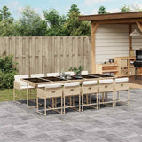 vidaXL 5-delige Tuinset met kussens poly rattan zwart