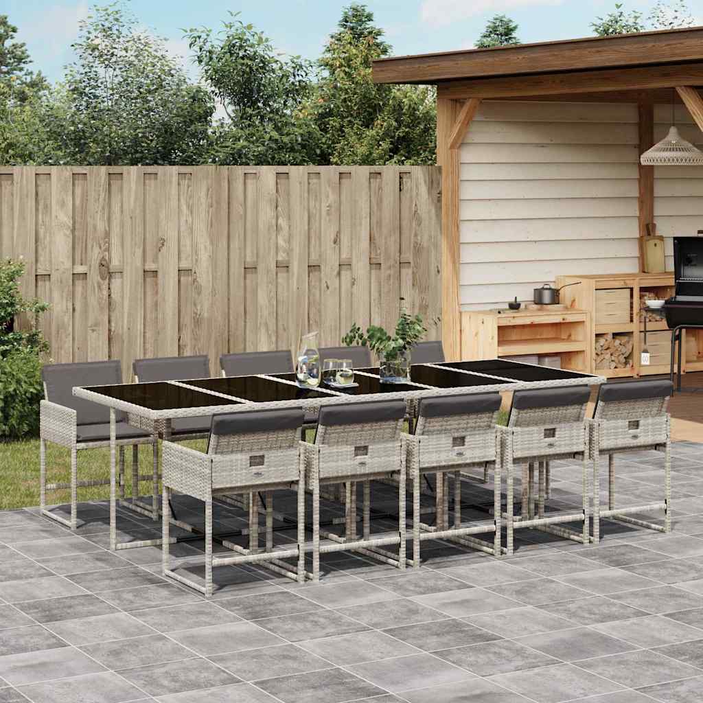 vidaXL 5-delige Tuinset met kussens poly rattan zwart