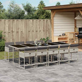 vidaXL 5-delige Tuinset met kussens poly rattan zwart