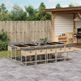 vidaXL 5-delige Tuinset met kussens poly rattan zwart