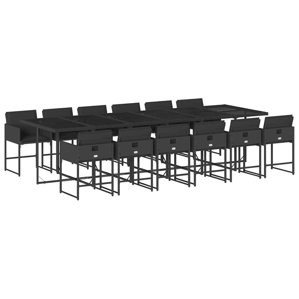 vidaXL 5-delige Tuinset met kussens poly rattan zwart
