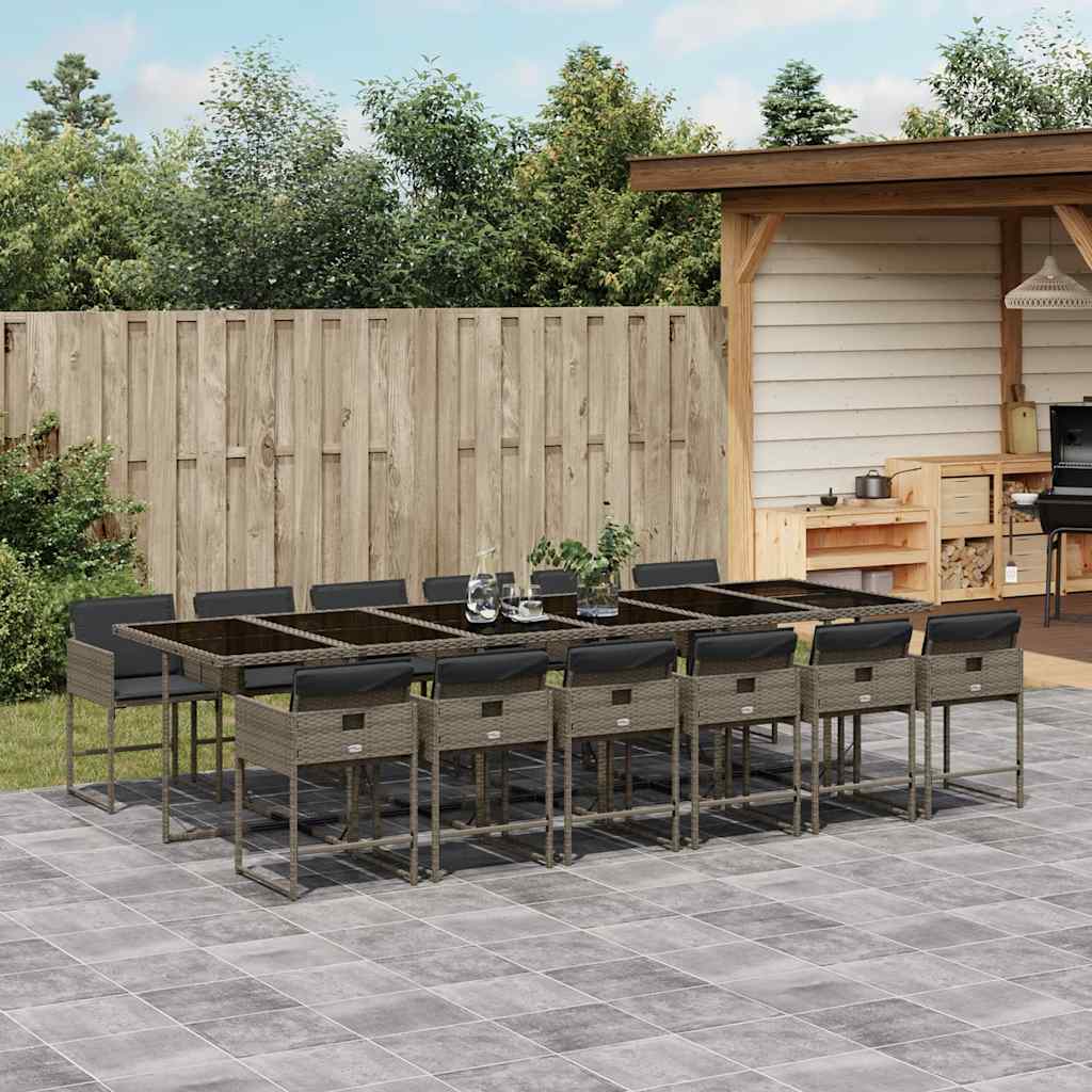 vidaXL 5-delige Tuinset met kussens poly rattan zwart