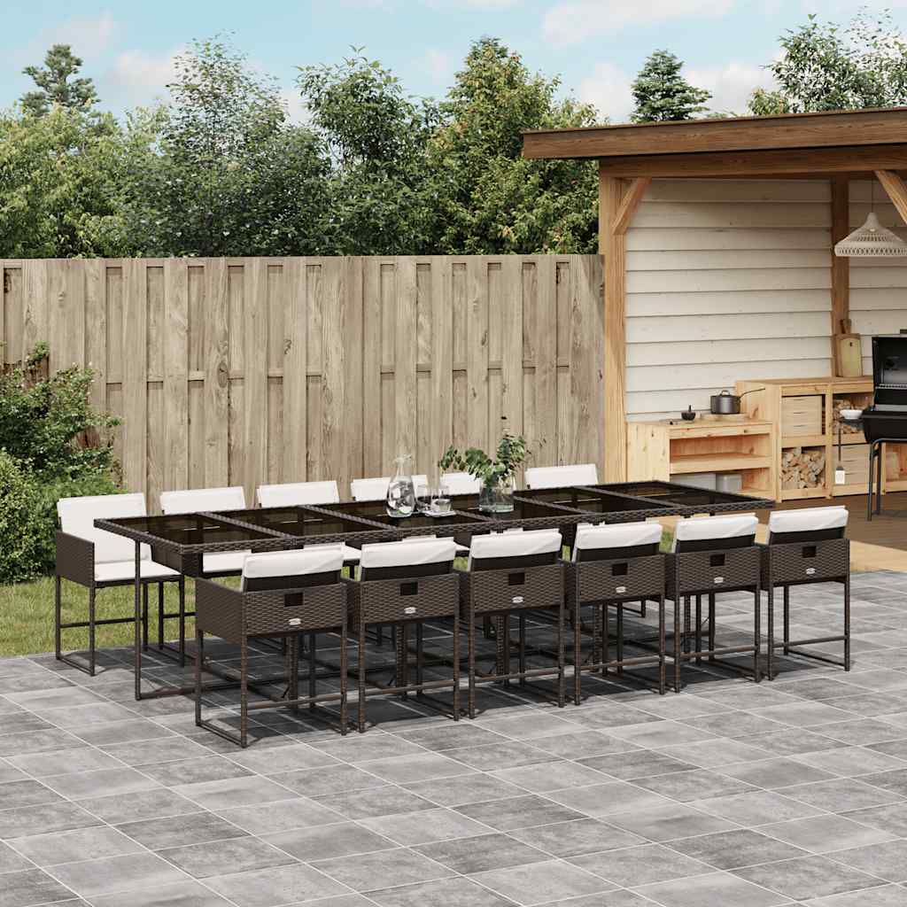 vidaXL 5-delige Tuinset met kussens poly rattan zwart