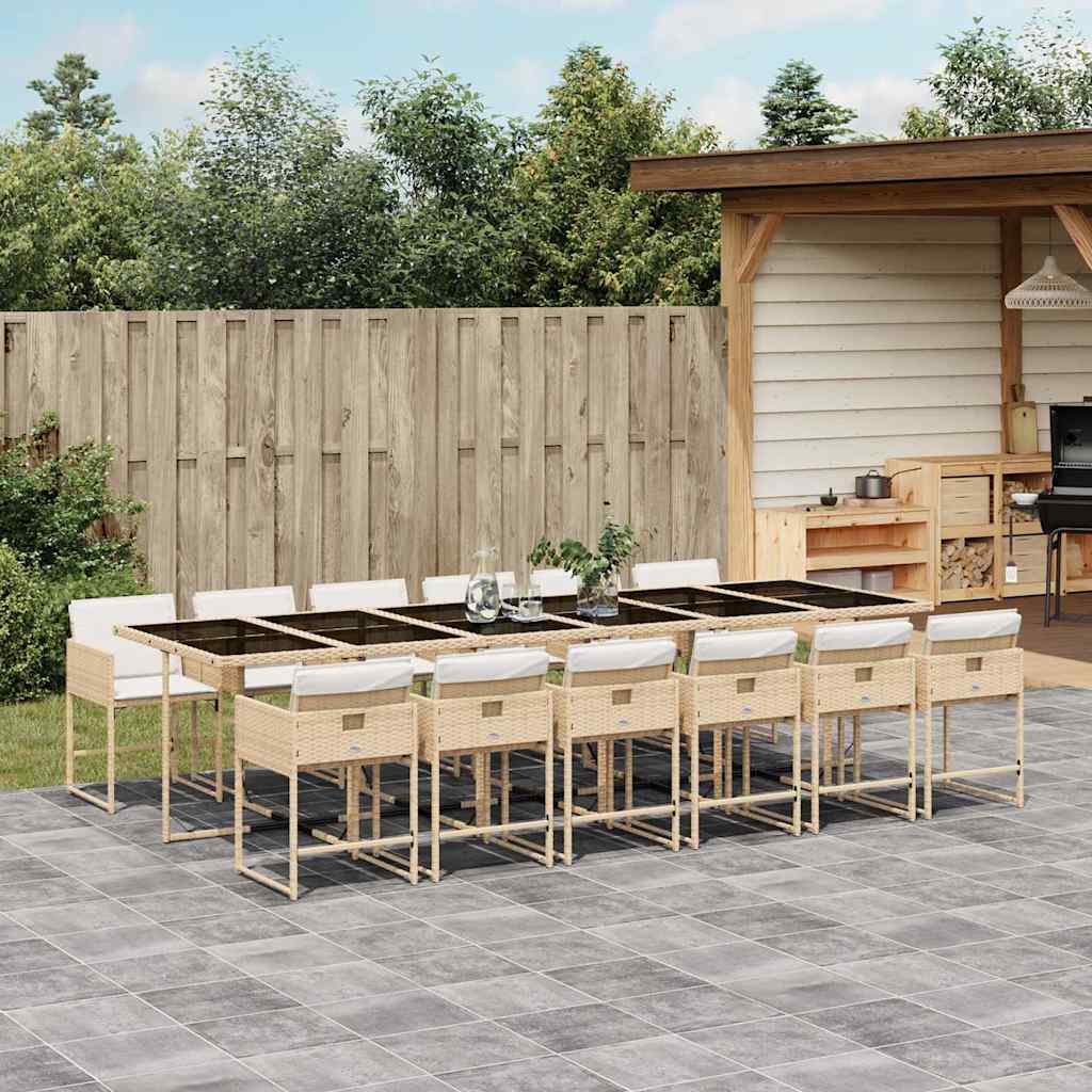 vidaXL 5-delige Tuinset met kussens poly rattan zwart