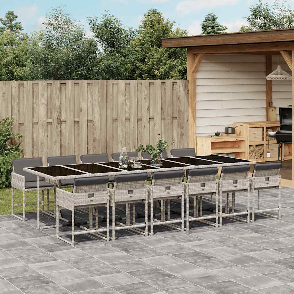 vidaXL 5-delige Tuinset met kussens poly rattan zwart