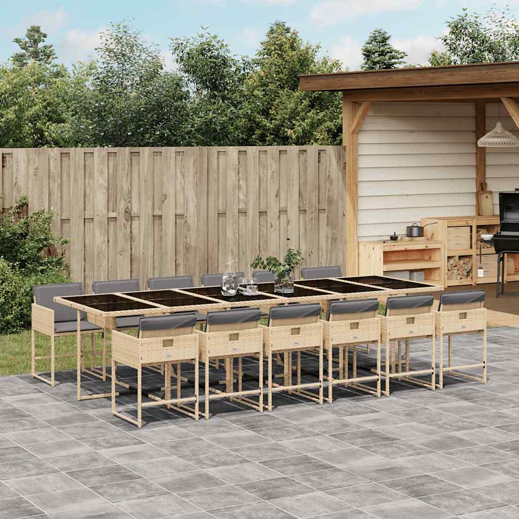 vidaXL 5-delige Tuinset met kussens poly rattan zwart