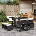 vidaXL 9-delige Tuinset poly rattan zwart