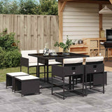 vidaXL 9-delige Tuinset poly rattan zwart