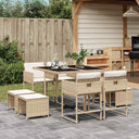 vidaXL 9-delige Tuinset poly rattan zwart