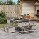 vidaXL 9-delige Tuinset poly rattan zwart