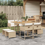 vidaXL 9-delige Tuinset poly rattan zwart